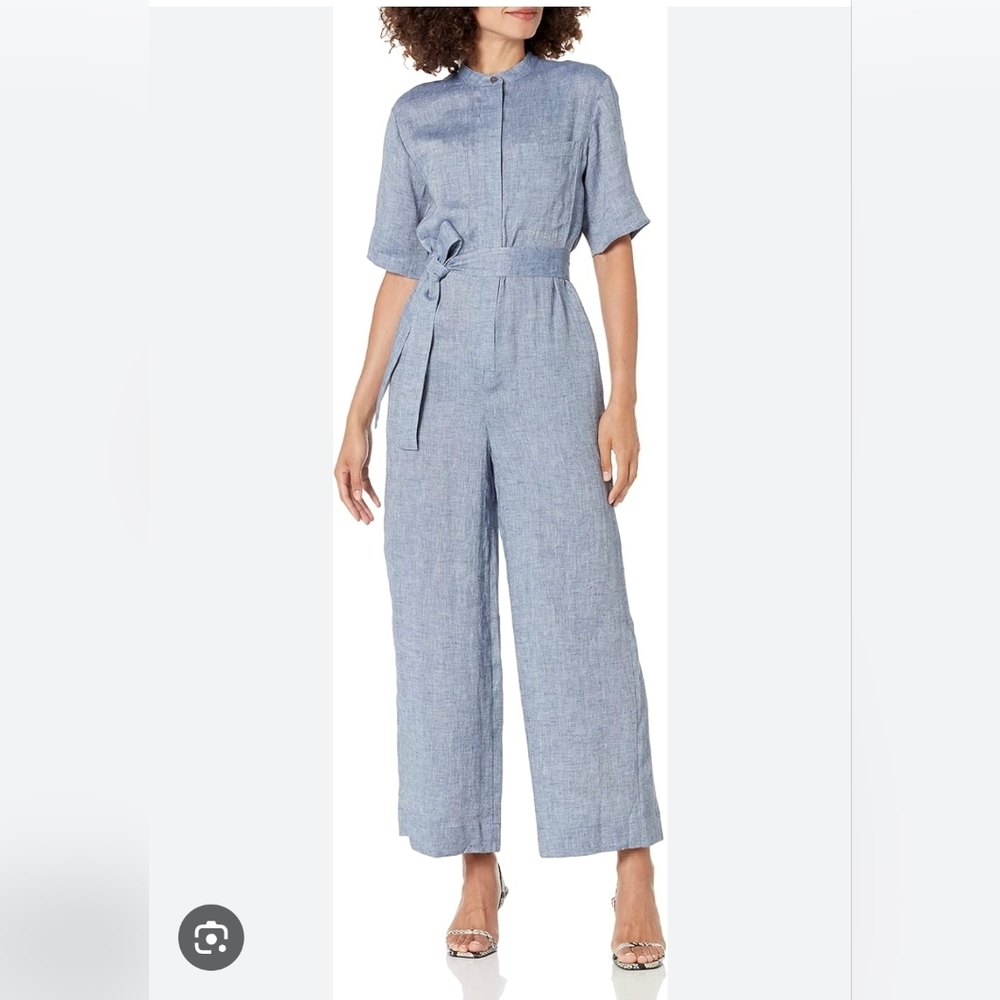 Theory Blue Tie-Waist Jumpsuit Size 8, Exceĺent Condition